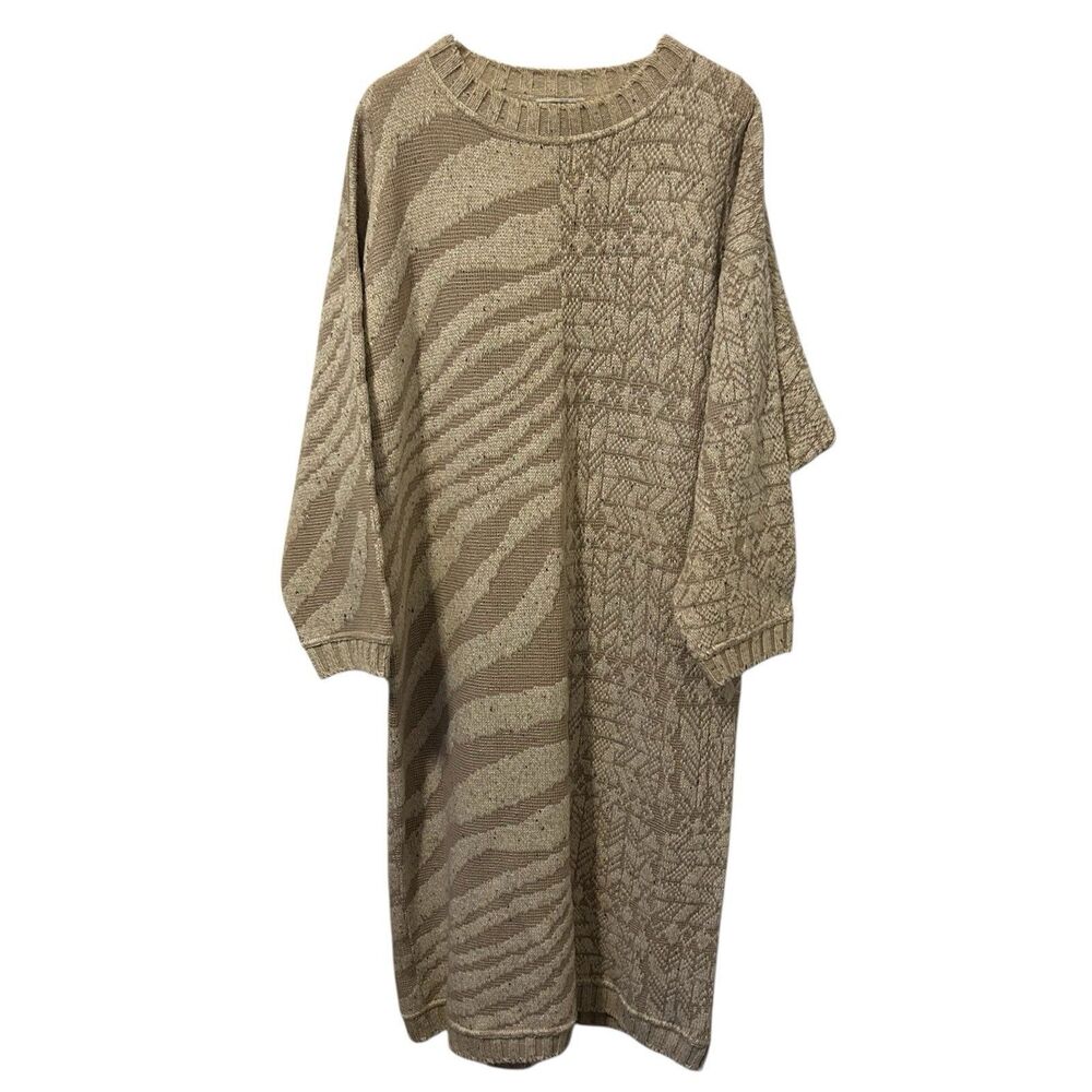 womens vintage wool Sweater dress Adrienne Vittadini Large Designer 80s Classic